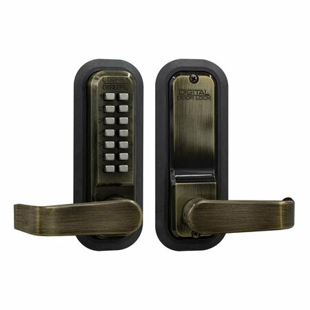LOCKEY USA Mechanical Keyless Lever Lock, Single Sided, 2835, Antique Brass 2835AB